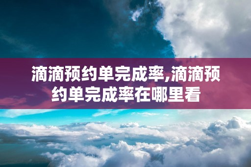 滴滴预约单完成率,滴滴预约单完成率在哪里看