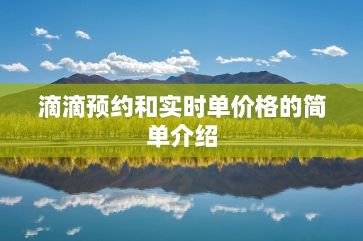 滴滴预约和实时单价格的简单介绍