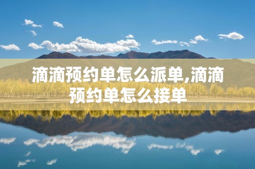 滴滴预约单怎么派单,滴滴预约单怎么接单